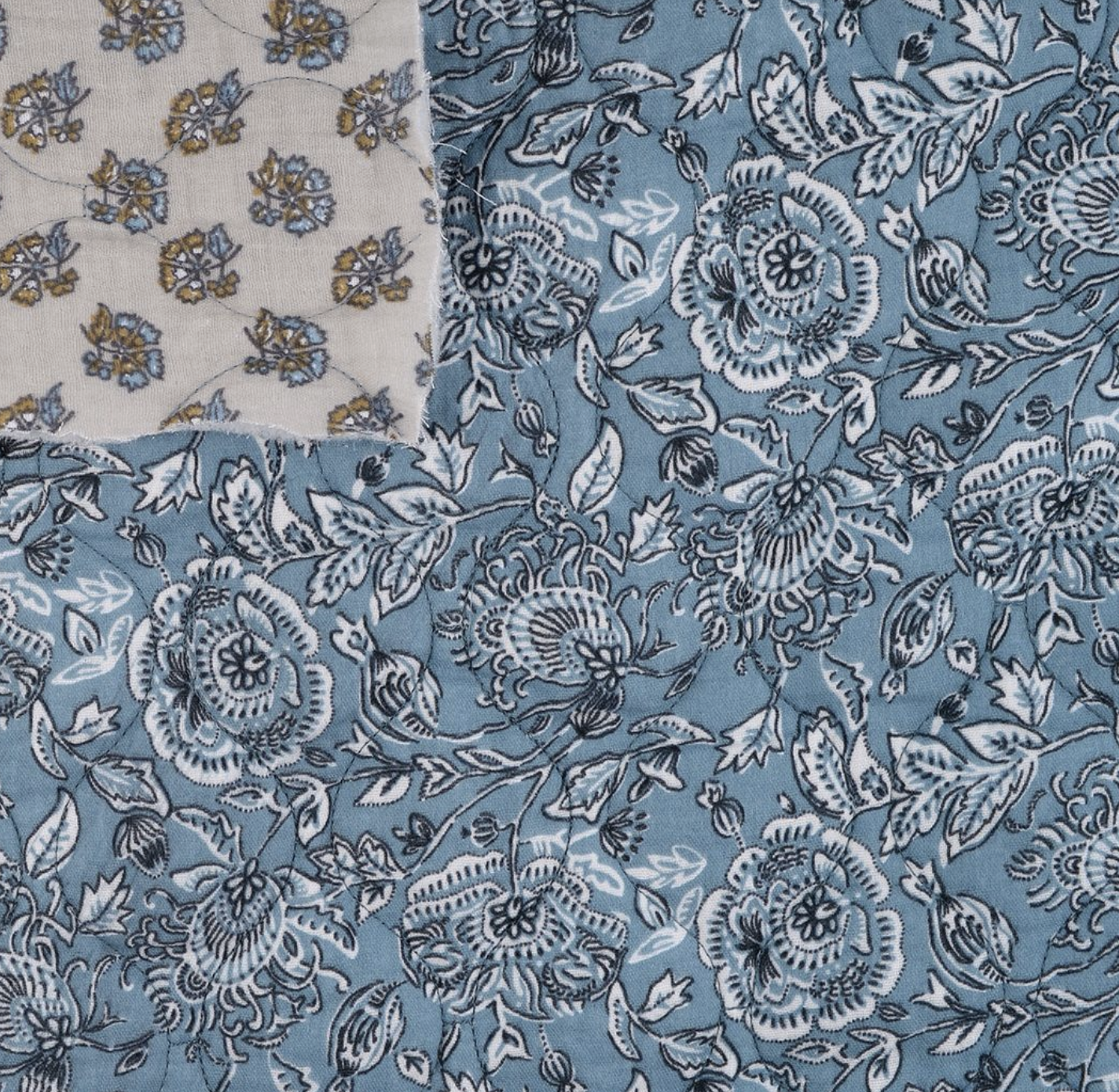Tissu Tissu matelassé bleu indien